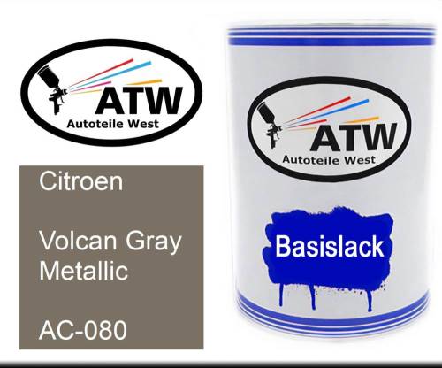 Citroen, Volcan Gray Metallic, AC-080: 500ml Lackdose, von ATW Autoteile West.